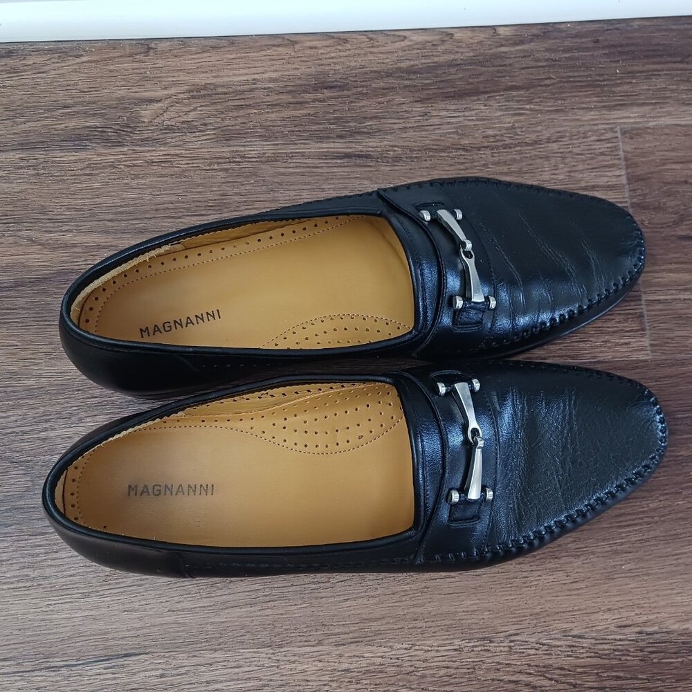Magnanni Mens Loafers Horsebit Size 13M Black Leather Bit Slip On Dress Shoes - Picture 4 of 12